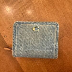 Coach Denim Wallet with Gold Accent